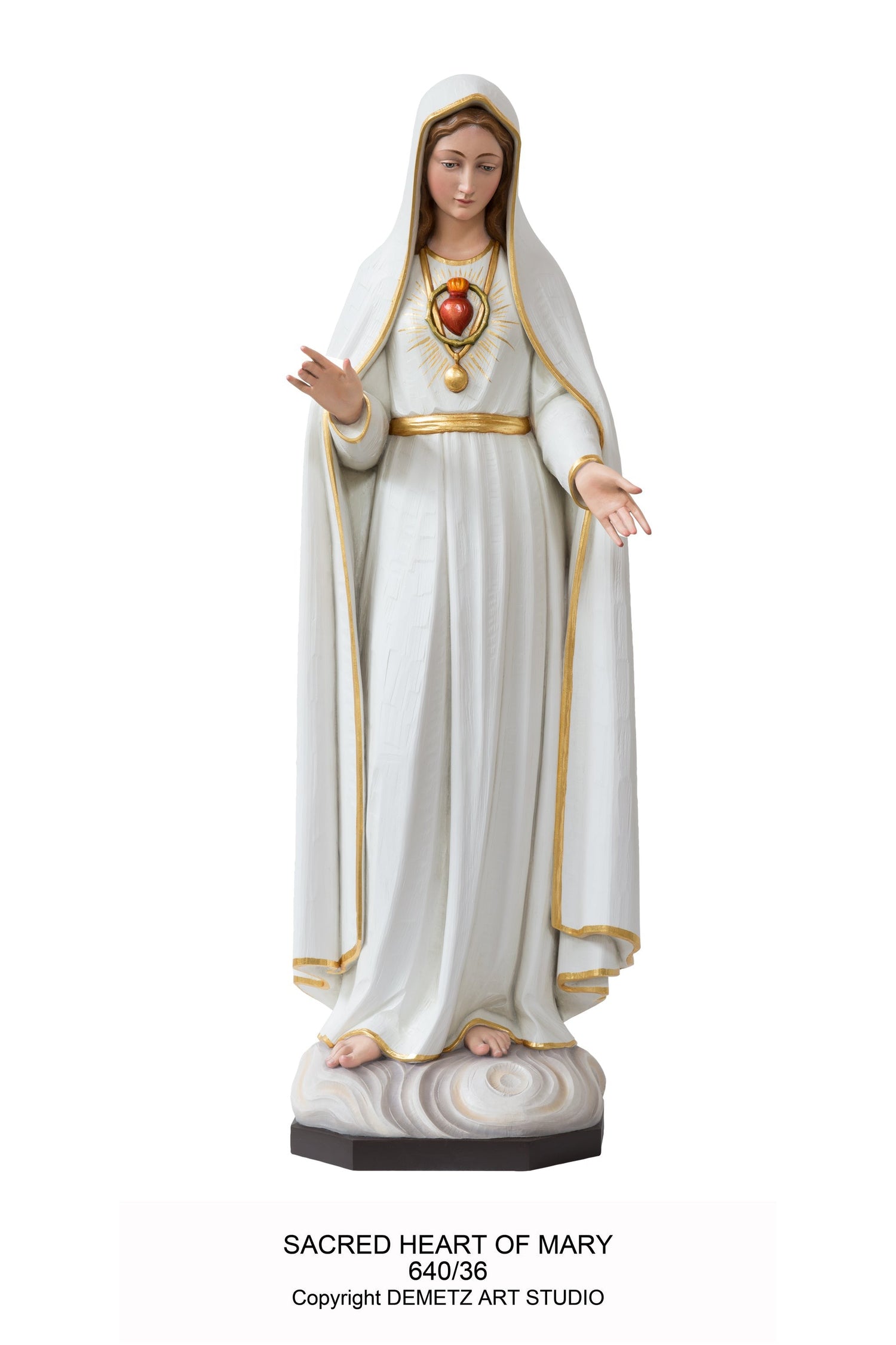 Sacred Heart of Mary - HD64036-Church Life-Demetz-Linden Wood 30"-Michigan Church Supply