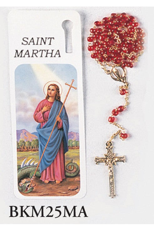 Saint Martha Bookmark with Rosary - WSBKM25MA-Inspirational Gifts-San Francis-Michigan Church Supply