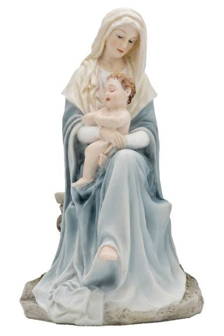 Seated Madonna & Child 6" color - ZWSR74728C2-Inspirational Gifts-Goldscheider of Vienna-Michigan Church Supply