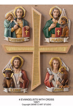 Set of Four Evangelists Symbols with Cross -HD1241-Church Life-Demetz-Michigan Church Supply