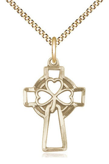 Shamrock Cross - FN5999-Jewelry-Bliss Mfg-Gold Filled-Michigan Church Supply