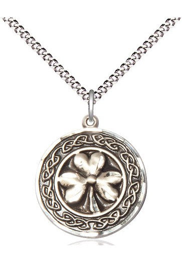 Shamrock with Celtic Border - FN5106-Jewelry-Bliss Mfg-Sterling Silver-Michigan Church Supply