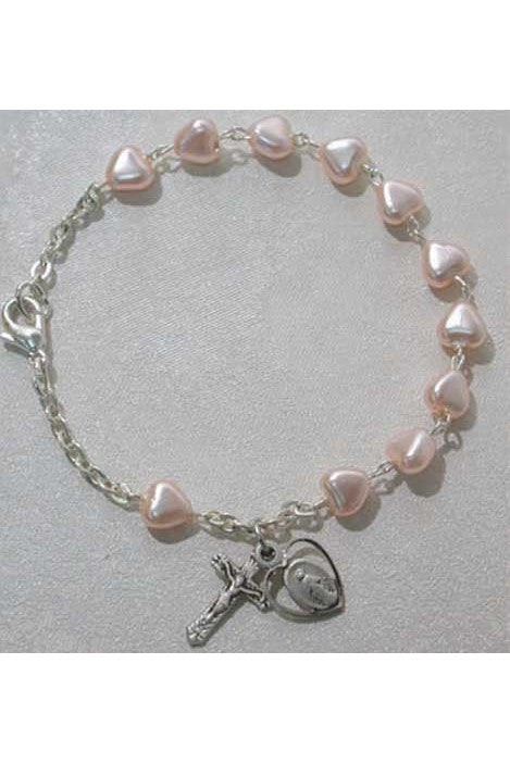 Silver Youth Pink Heart Bracelet - UZBR173M-Inspirational Gifts-McVan-Michigan Church Supply