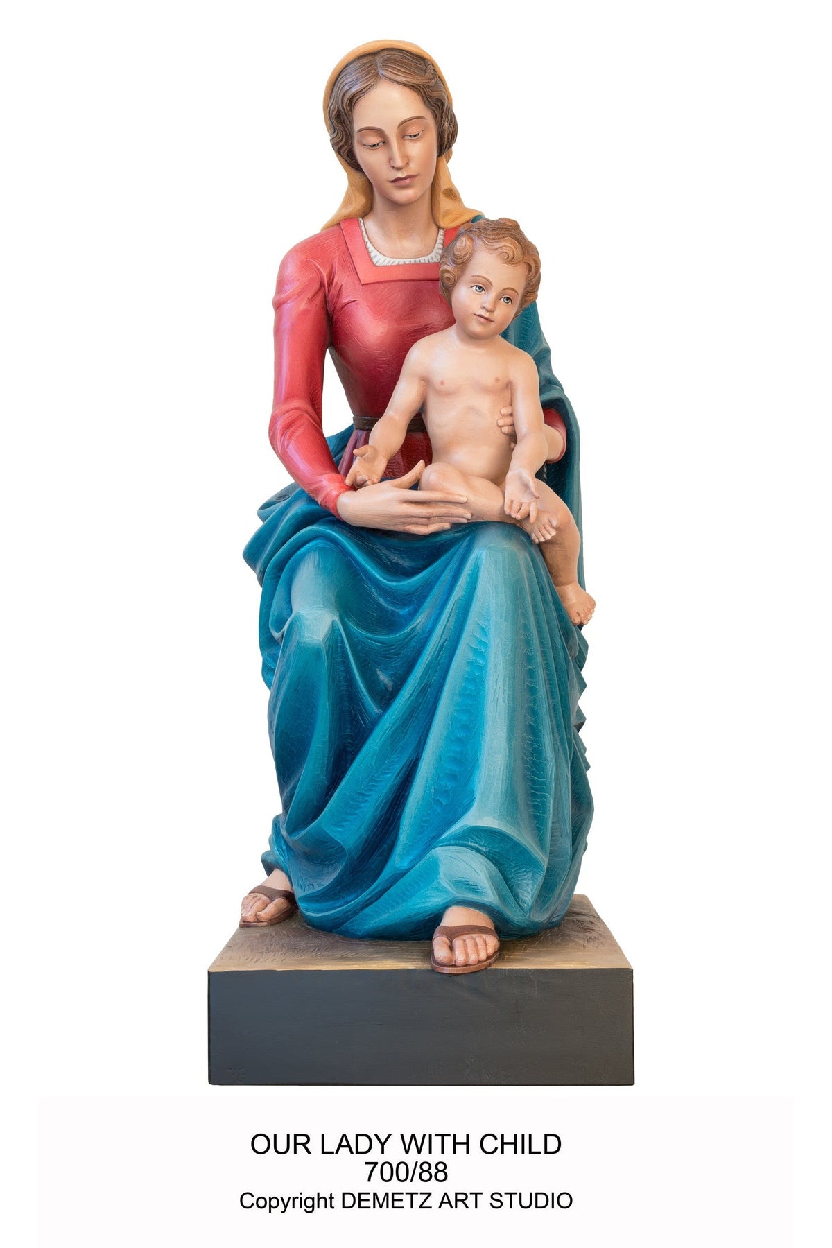 Sitting Our Lady with Child - HD70088-Church Life-Demetz-Fiberglass 48"-Michigan Church Supply