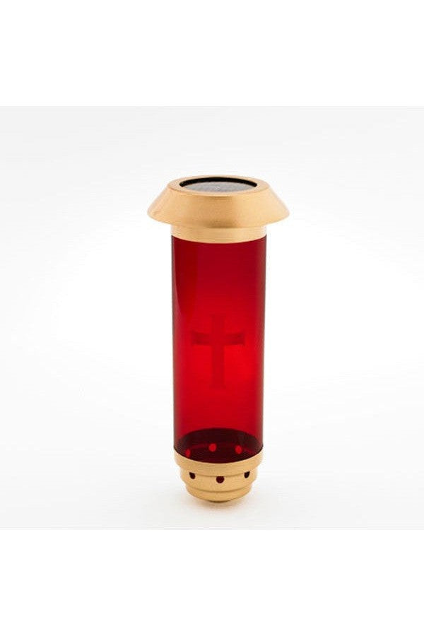 Solar Cemetary Lamp - EG9875PC-Inspirational Gifts-Alviti-Gold and Red-Michigan Church Supply