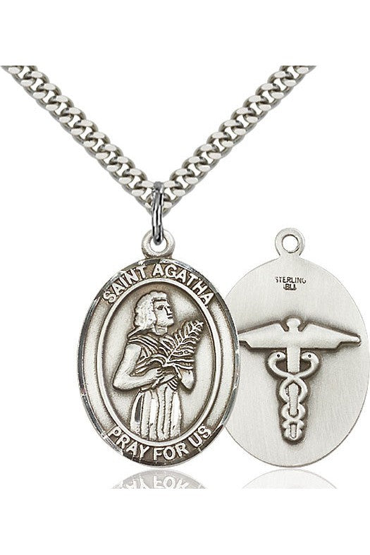 St Agatha/Nurse Medal - FN7003-Jewelry-Bliss Mfg-Sterling Silver-Michigan Church Supply