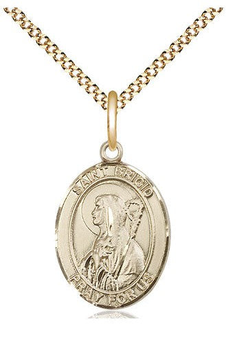 St Brigid of Ireland medal - FN8123-Jewelry-Bliss Mfg-Gold Filled-Michigan Church Supply