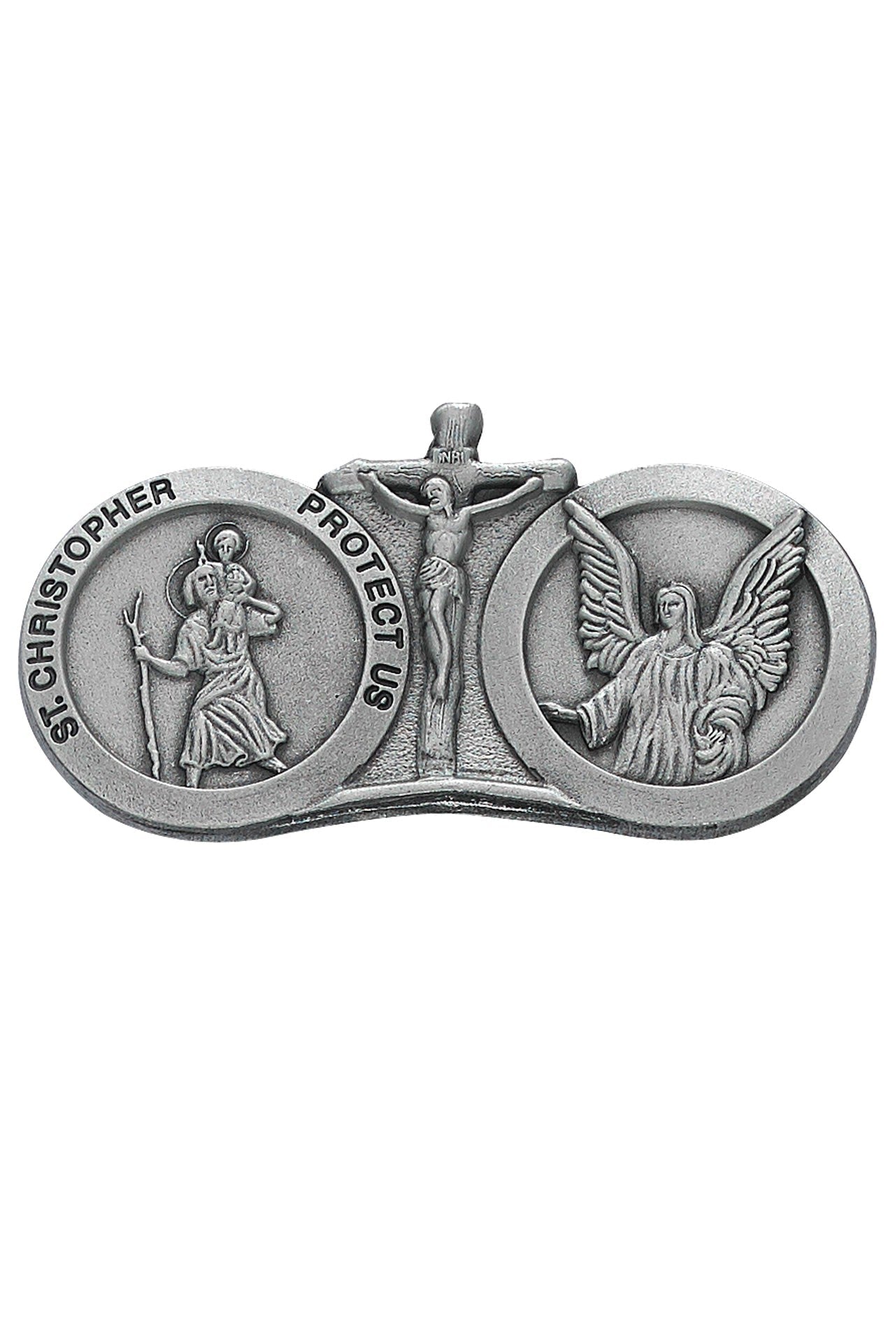 St Christopher & Guardian Angel Visor Clip - UZVC843-Inspirational Gifts-McVan-Michigan Church Supply