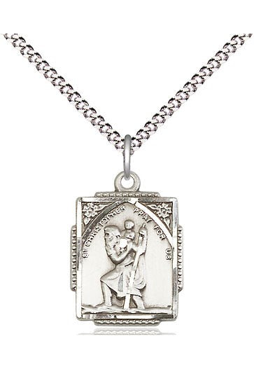 St Christopher Medal - FN0804C-Jewelry-Bliss Mfg-Sterling Silver-Michigan Church Supply