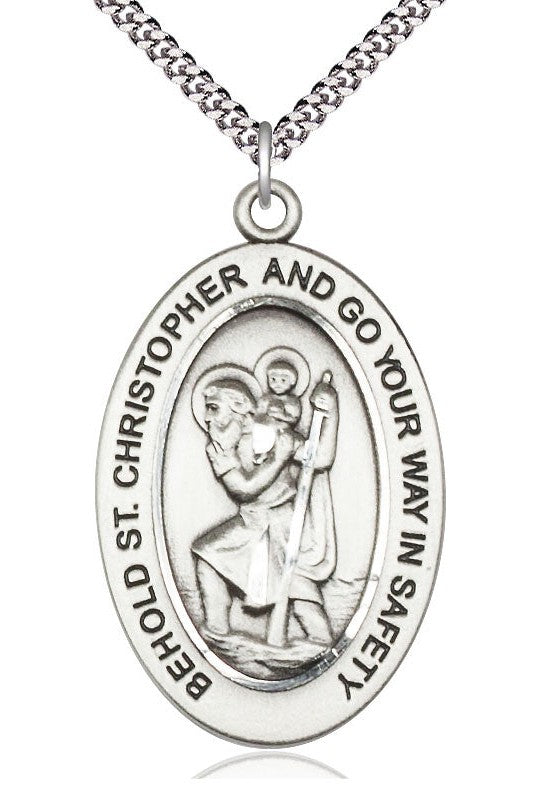 St Christopher Medal - FN11022-Jewelry-Bliss Mfg-Sterling Silver-Michigan Church Supply