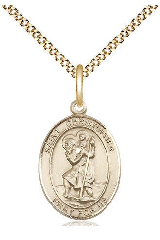 St Christopher Oval Medal - FN8022-Jewelry-Bliss Mfg-Gold Filled-Michigan Church Supply