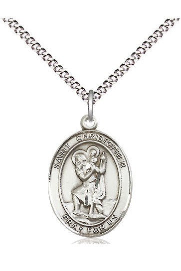 St Christopher Oval Medal - FN8022-Jewelry-Bliss Mfg-Sterling Silver-Michigan Church Supply