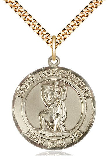 St Christopher Round Medal - FN7022R-Jewelry-Bliss Mfg-Gold Filled-Michigan Church Supply