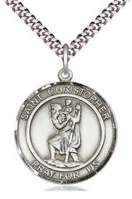 St Christopher Round Medal - FN7022R-Jewelry-Bliss Mfg-Sterling Silver-Michigan Church Supply