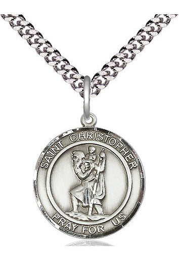 St Christopher Round medal - FN8022RD-Jewelry-Bliss Mfg-Sterling Silver-Michigan Church Supply