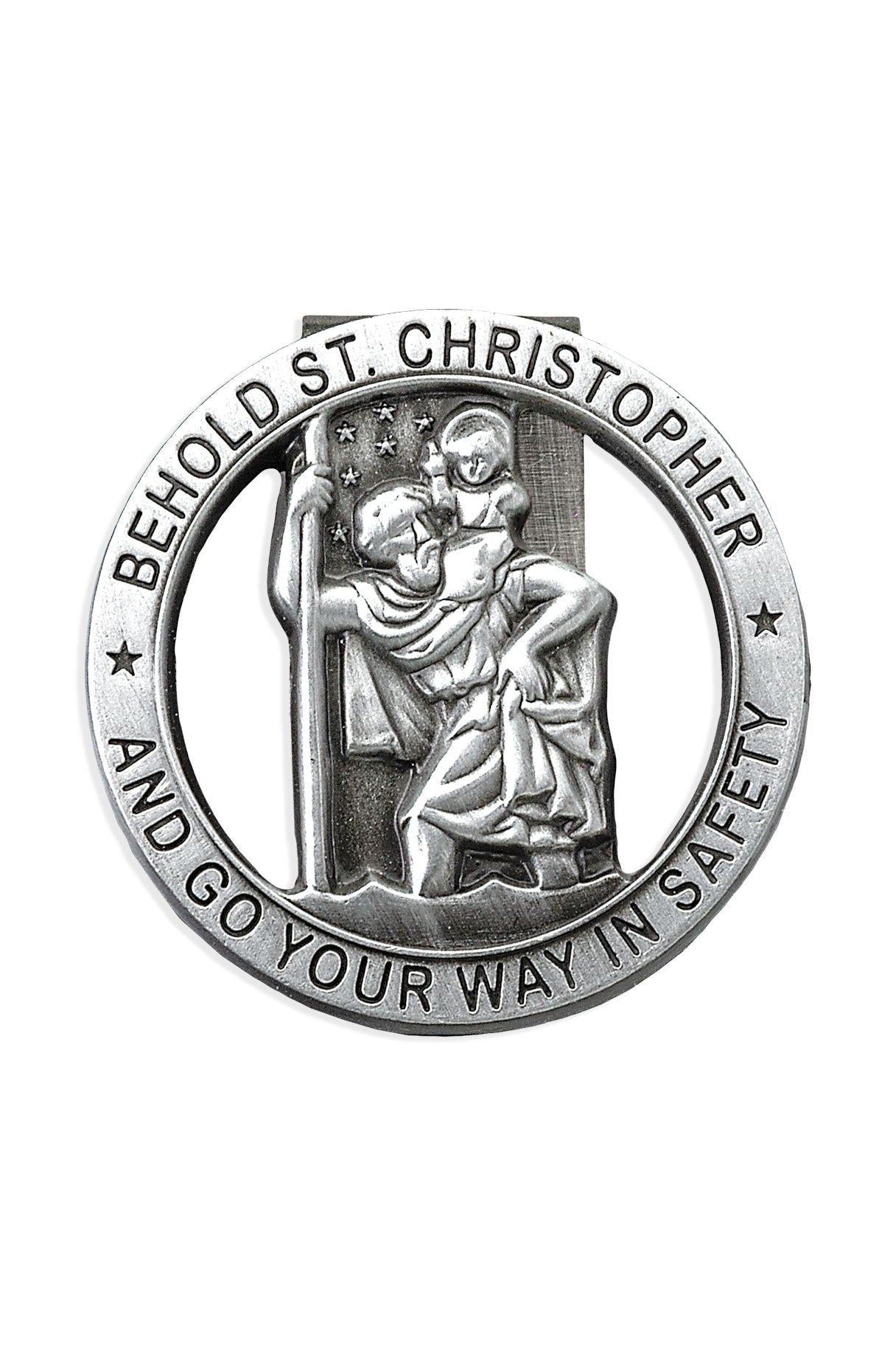 St Christopher Visor Clip - TAV5008-Inspirational Gifts-Hirten-Michigan Church Supply