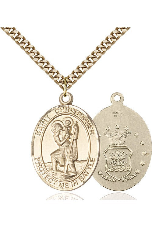 St Christopher/Air Force - FN1177-1-Jewelry-Bliss Mfg-Gold Filled-Michigan Church Supply