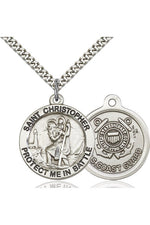 St Christopher/Coast Guard - FN1174-3-Jewelry-Bliss Mfg-Sterling Silver-Michigan Church Supply