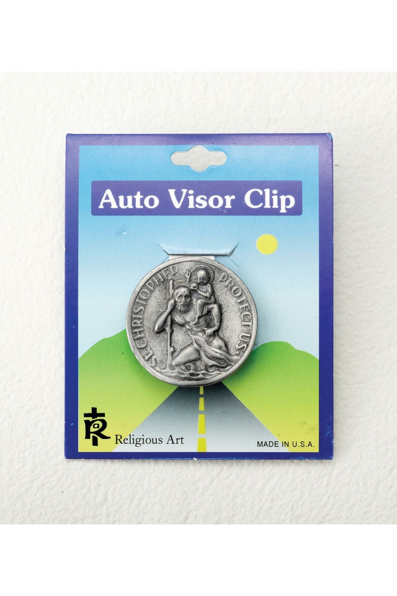 St Chritopher Visor Clip - LA42160-Inspirational Gifts-RELIGIOUS ART INC-Michigan Church Supply