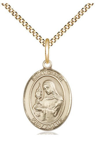 St Clare of Assisi medal = FN8028-Jewelry-Bliss Mfg-Gold Filled-Michigan Church Supply