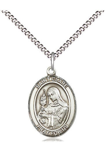 St Clare of Assisi medal = FN8028-Jewelry-Bliss Mfg-Sterling Silver-Michigan Church Supply