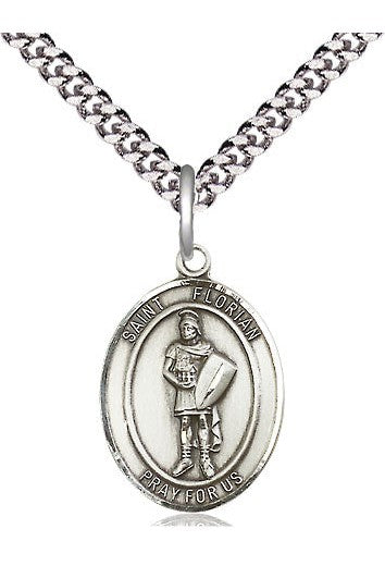 St Florian medal - FN8034-Jewelry-Bliss Mfg-Sterling Silver-Michigan Church Supply