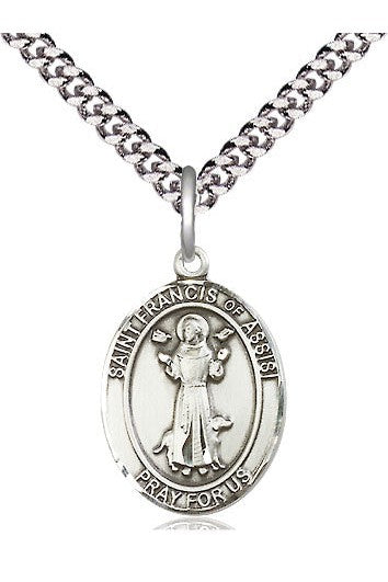 St Francis of Assisi medal - FN8036-Jewelry-Bliss Mfg-Sterling Silver-Michigan Church Supply