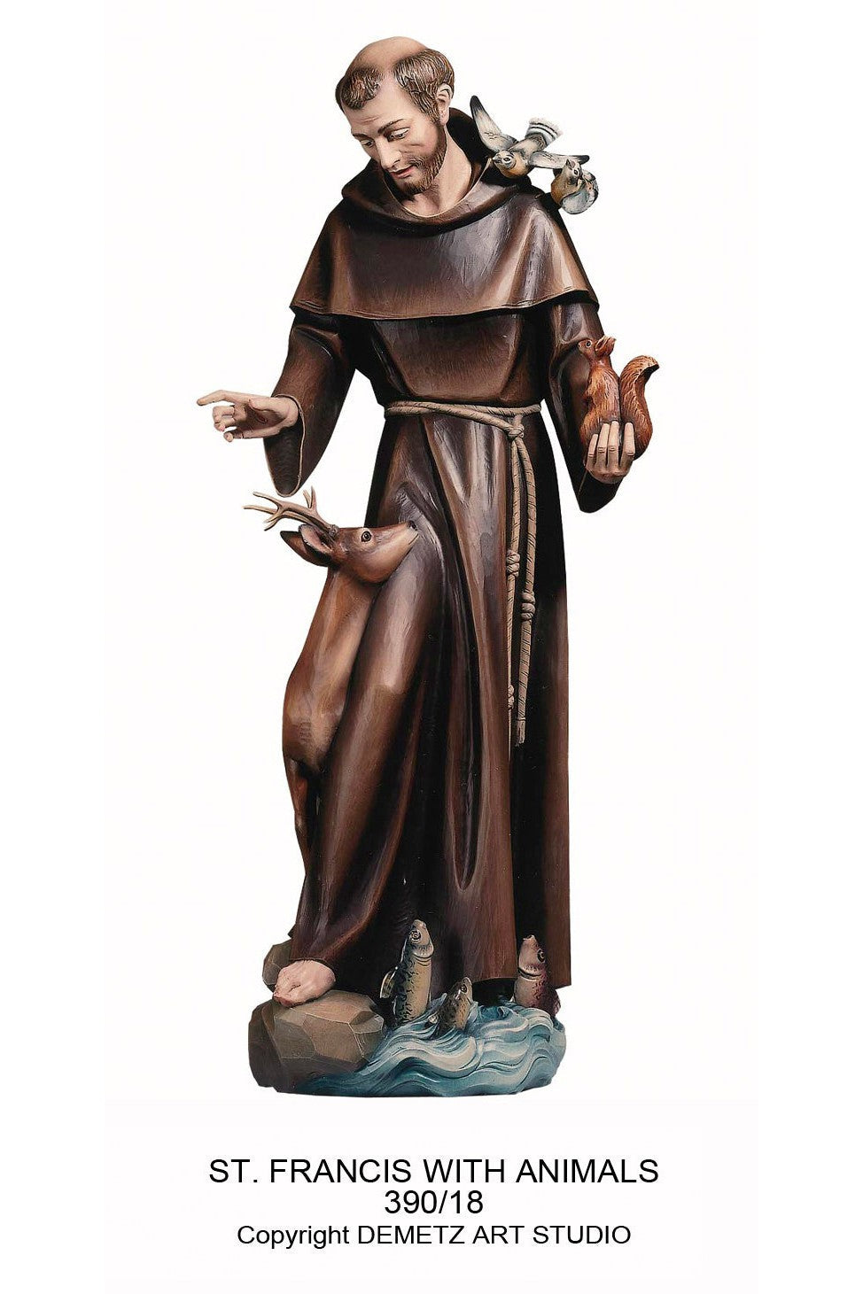 St Francis of Assisi with Animals - HD39018-Church Life-Demetz-Linden Wood 48"-Michigan Church Supply