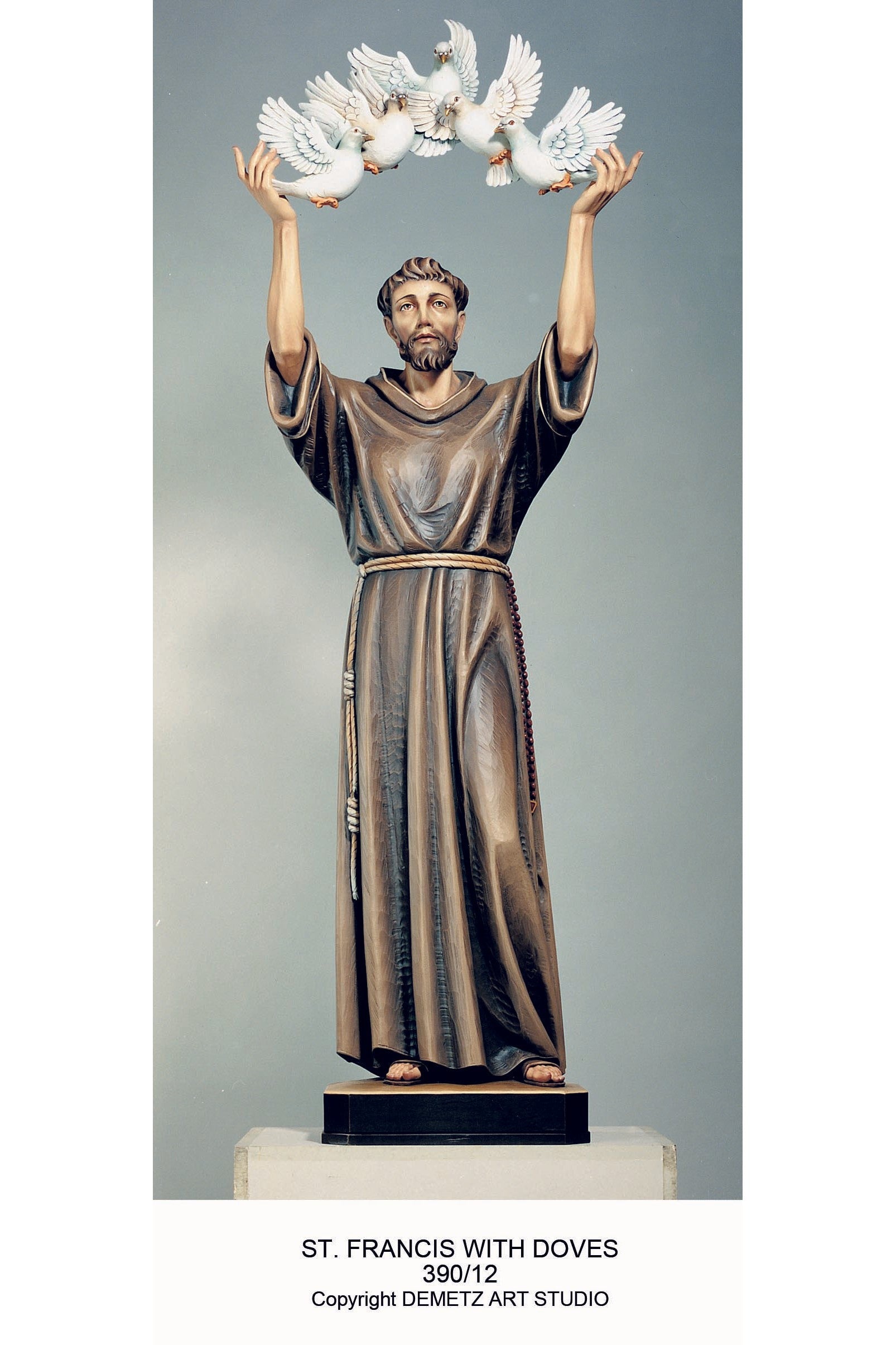 St Francis of Assisi with Doves - HD3902-Church Life-Demetz-Fiberglass 48"-Michigan Church Supply