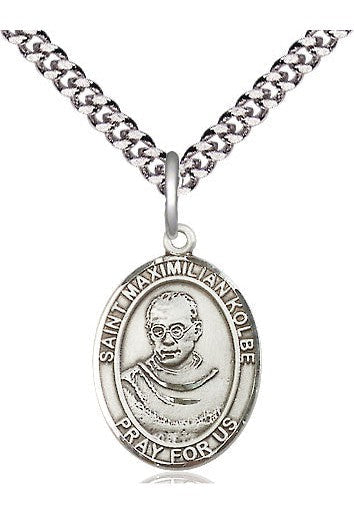 St Maximilian Kolbe medal - FN8073-Jewelry-Bliss Mfg-Sterling Silver-Michigan Church Supply