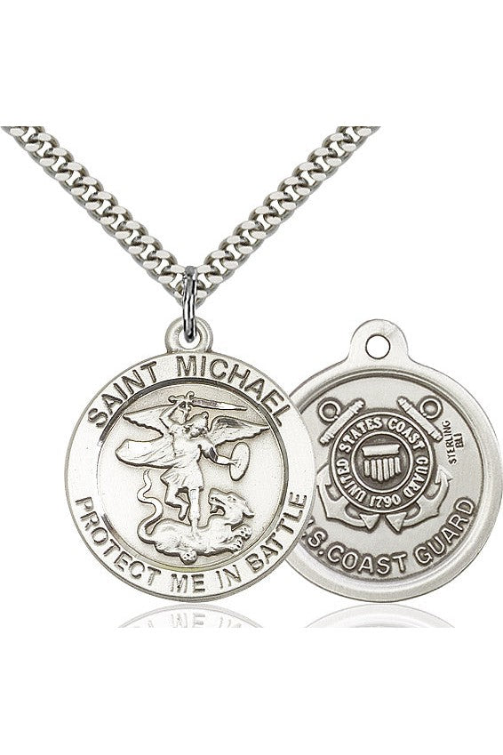 St Michael - Coast Guard medal - FN1170-Jewelry-Bliss Mfg-Sterling Silver-Michigan Church Supply