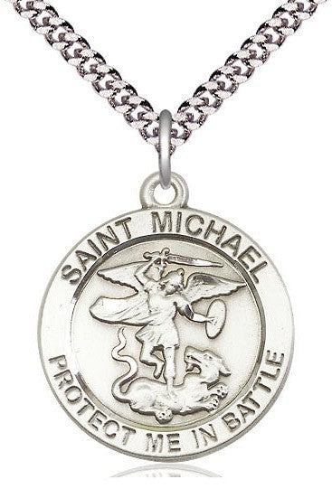 St Michael the Archangel Medal - FN1170-Jewelry-Bliss Mfg-Sterling Silver-Michigan Church Supply