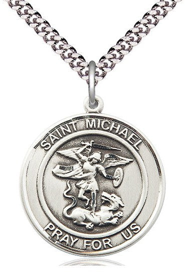 St Michael the Archangel Medal - FN7076RD-Jewelry-Bliss Mfg-Sterling Silver-Michigan Church Supply