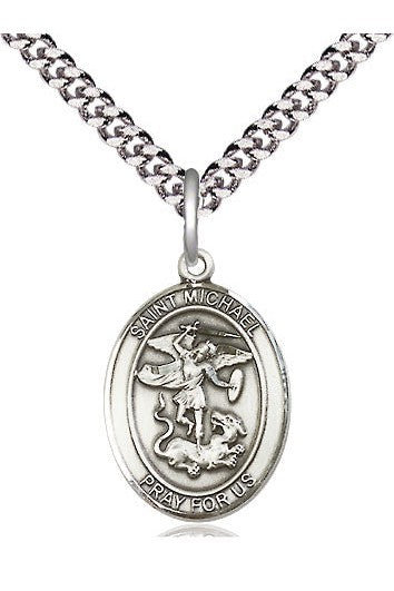 St Michael the Archangel medal - FN8076-Jewelry-Bliss Mfg-Sterling Silver-Michigan Church Supply