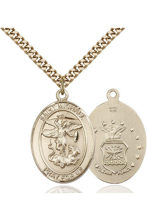 St Michael/Air Force Medal - FN7076-1-Jewelry-Bliss Mfg-Gold Filled-Michigan Church Supply