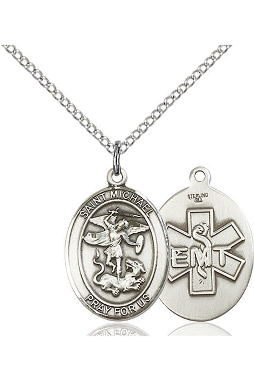 St Michael/EMT Medal - FN8076-Jewelry-Bliss Mfg-Sterling Silver-Michigan Church Supply