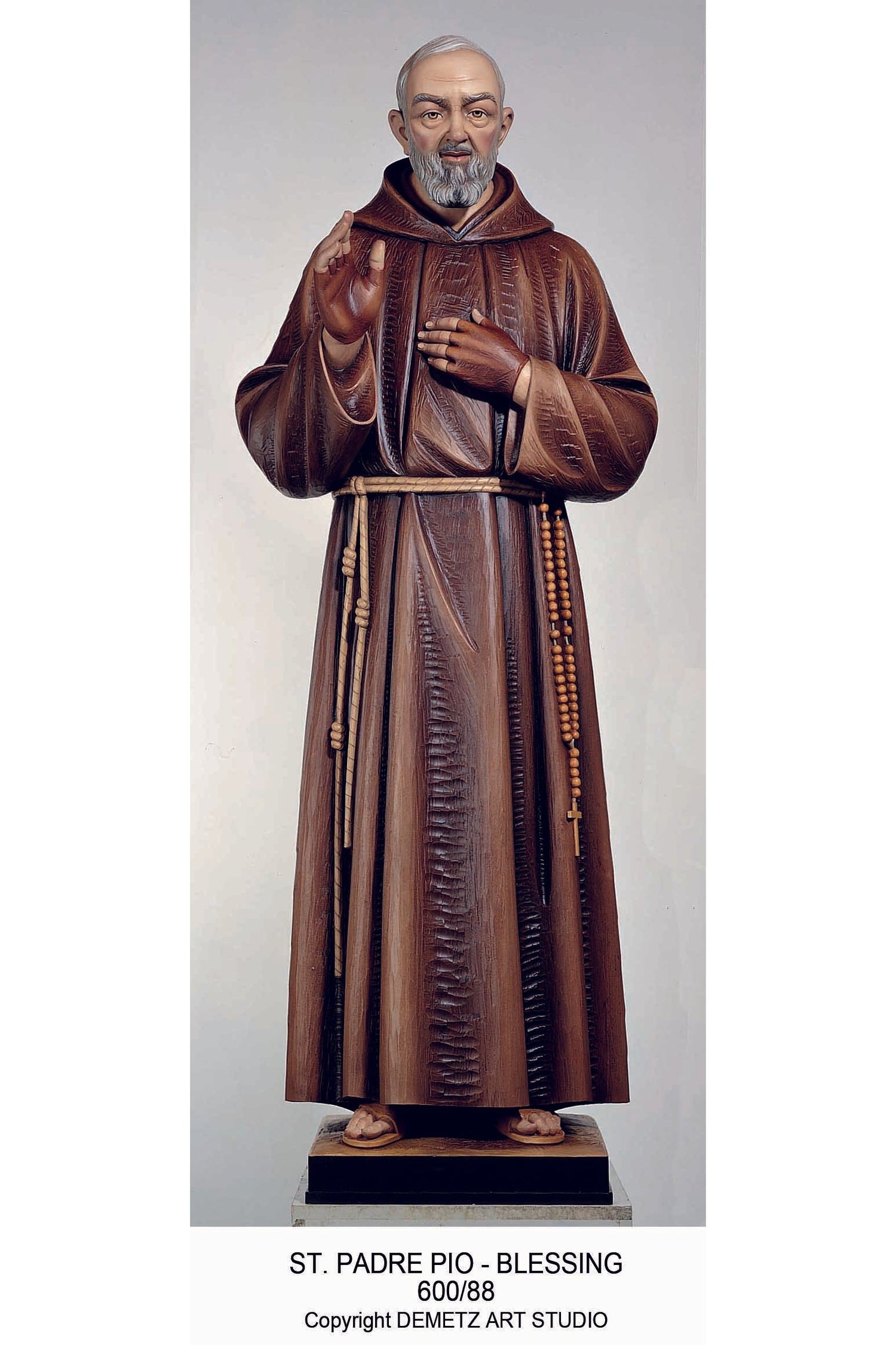 St Padre Pio - Blessing - HD60088-Church Life-Demetz-Linden Wood 24"-Michigan Church Supply