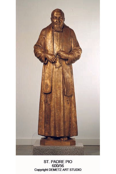 St Padre Pio - HD60056-Church Life-Demetz-Linden Wood 36"-Michigan Church Supply