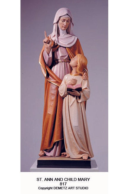 St. Anne with Mary - HD817-Church Life-Demetz-Linden Wood 36"-Michigan Church Supply