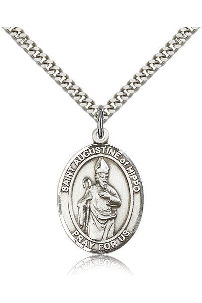 St. Augustine of Hippo Medal - FN7202-Jewelry-Bliss Mfg-Sterling Silver-Michigan Church Supply