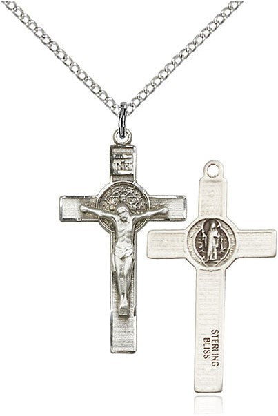 St. Benedict Crucifix Medal - FN0625-Jewelry-Bliss Mfg-Sterling Silver-Michigan Church Supply