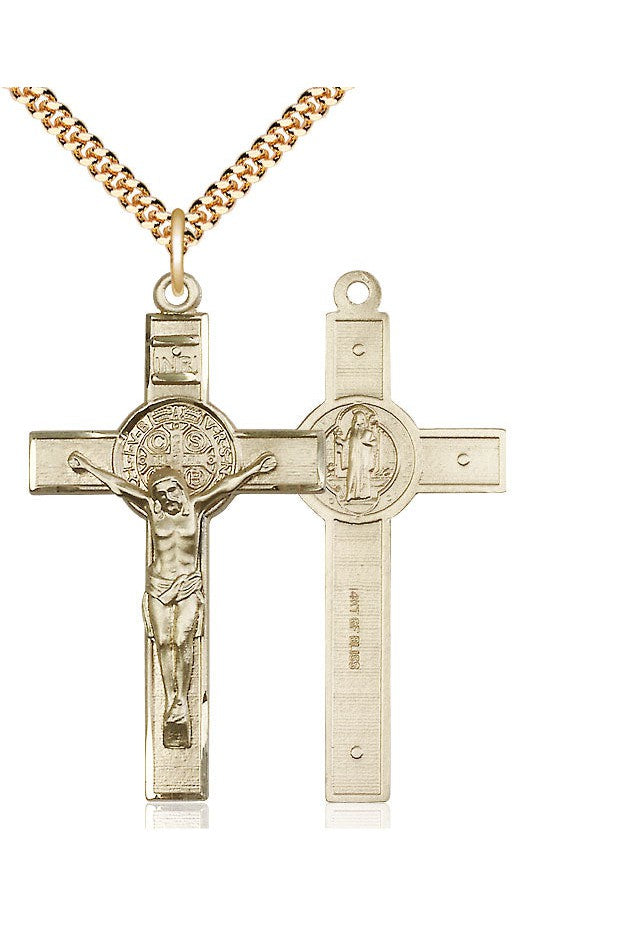 St. Benedict Crucifix Medal - FN0645-Jewelry-Bliss Mfg-Gold Filled-Michigan Church Supply