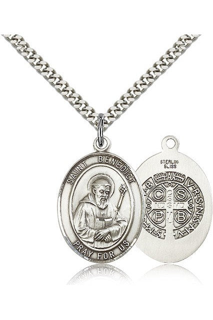 St. Benedict Medal - FN7008-Jewelry-Bliss Mfg-Sterling Silver-Michigan Church Supply