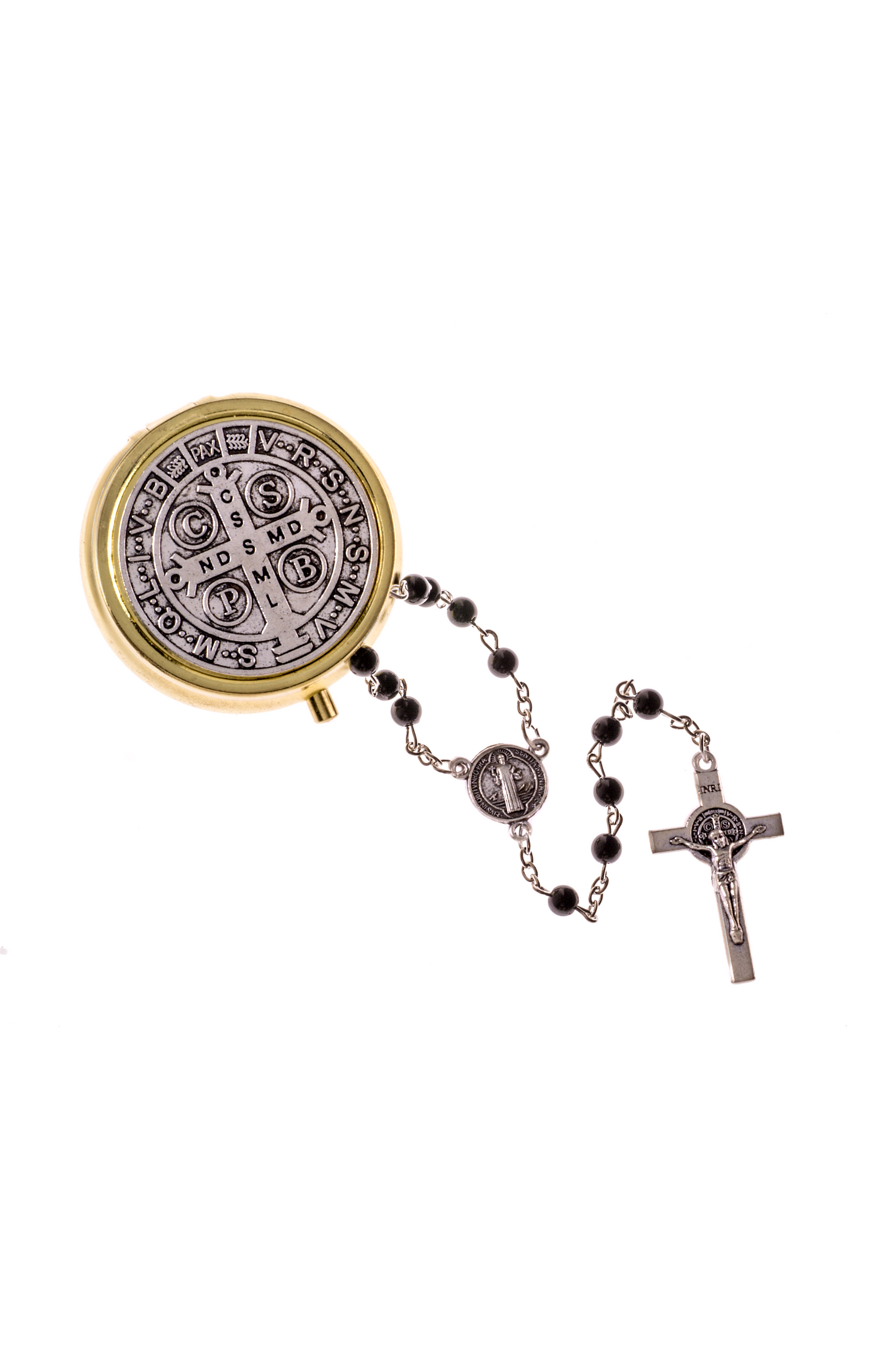 St. Benedict Rosary with Case - LA26851BE-Inspirational Gifts-RELIGIOUS ART INC-Michigan Church Supply