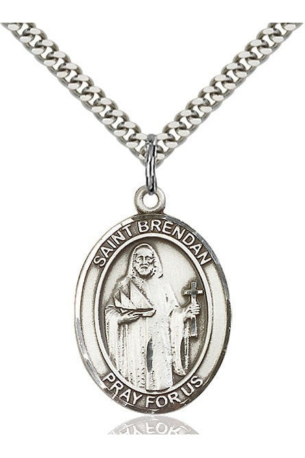 St. Brendan the Navigator Medal - FN7018-Jewelry-Bliss Mfg-Sterling Silver-Michigan Church Supply