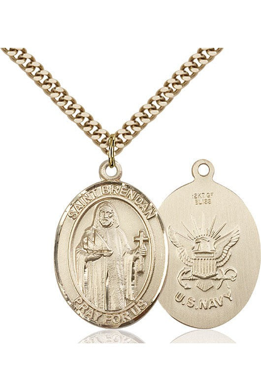 St. Brendan the Navigator/ Navy Pendant - FN7018-Jewelry-Bliss Mfg-Gold Filled-Michigan Church Supply