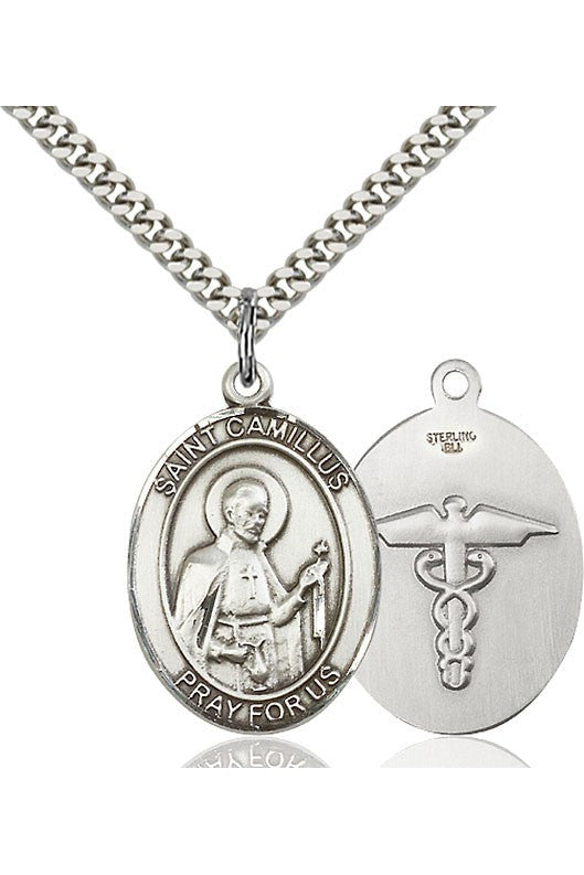 St. Camillus of Lellis Medal - FN7019-Jewelry-Bliss Mfg-Sterling Silver-Michigan Church Supply