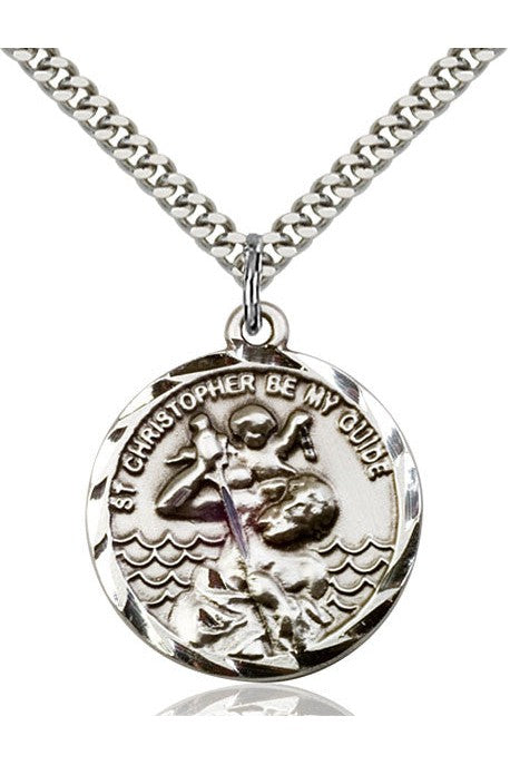 St. Christopher Medal - FN0036C-Jewelry-Bliss Mfg-Sterling Silver-Michigan Church Supply