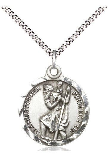 St. Christopher Medal - FN0192C-Jewelry-Bliss Mfg-Sterling Silver-Michigan Church Supply