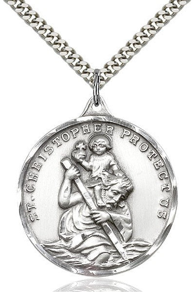 St. Christopher Medal - FN0203C-Jewelry-Bliss Mfg-Sterling Silver-Michigan Church Supply